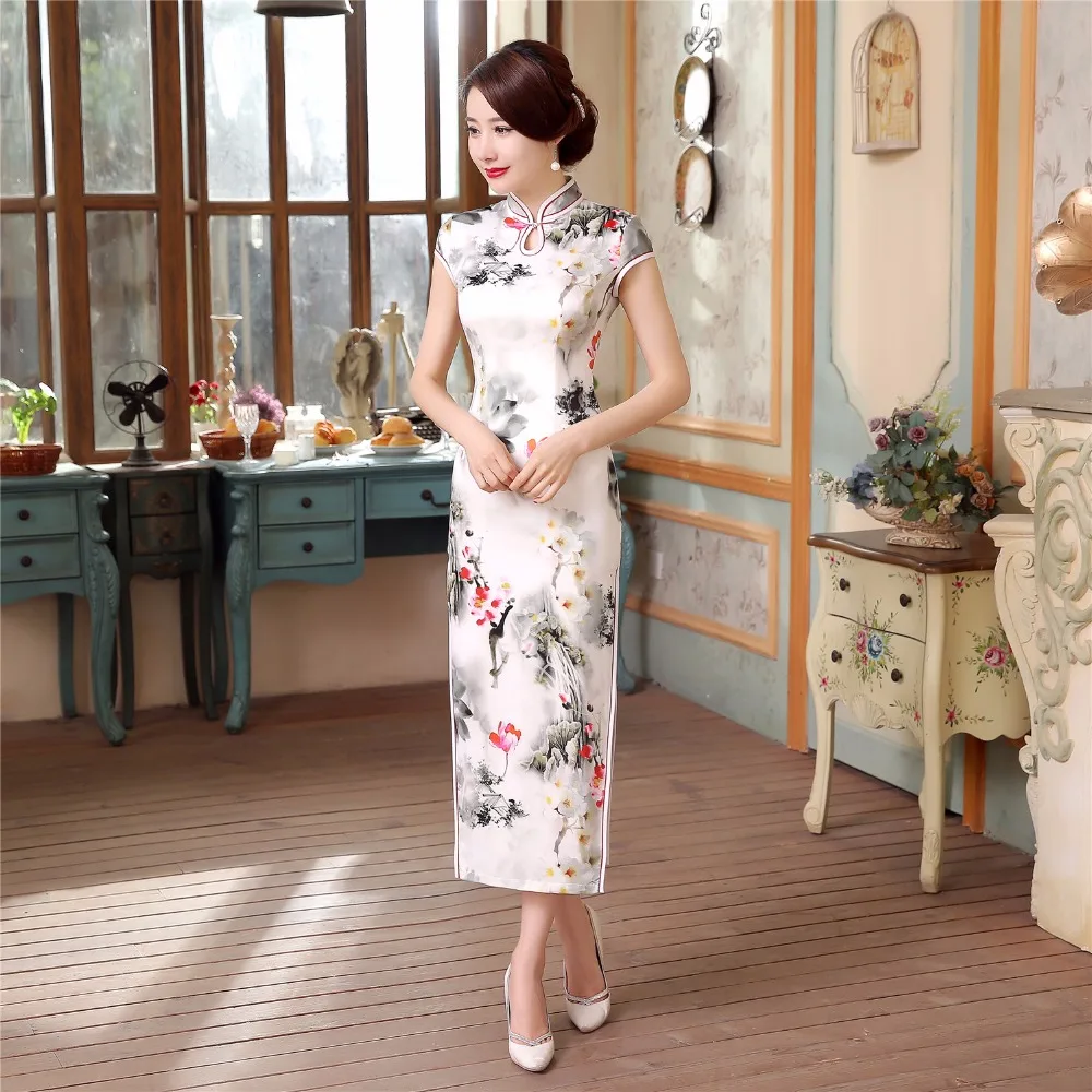 Винтажное длинное платье в китайском стиле с коротким рукавом|cheongsam dress|cheongsam style