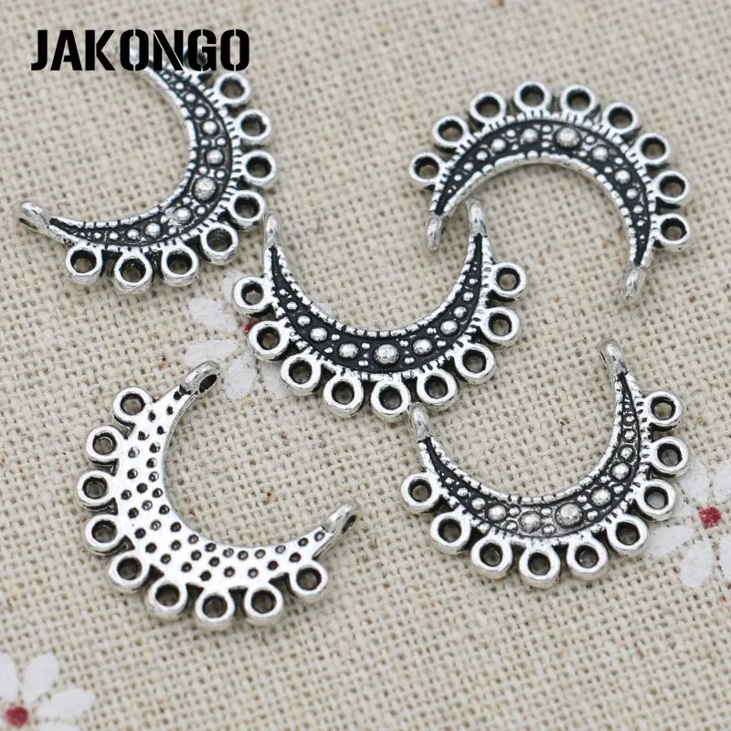 JAKONGO 10 шт. античный посеребренный соединитель в виде Луны для Аксессуары