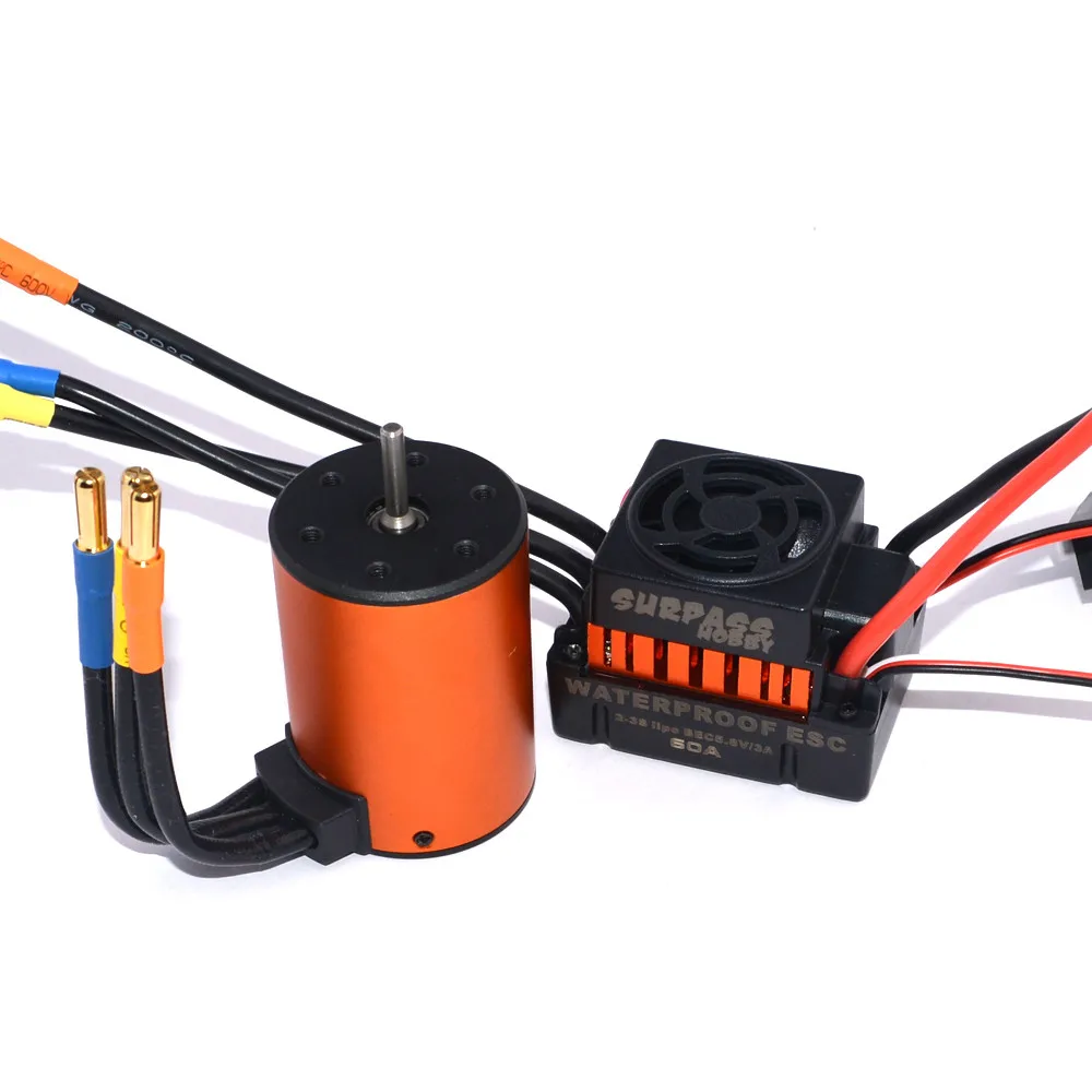 Surpass Hobby водонепроницаемый 3650 3900KV бесщеточный ру Автомобиль Мотор W/60A набор ESC для