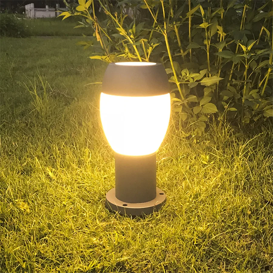 

BEIAIDI Outdoor Garden Porch Post Lawn Lamp Modern Globe Glass Landscape Pathway Pillar Light Waterproof Villa Park Bollard Lamp