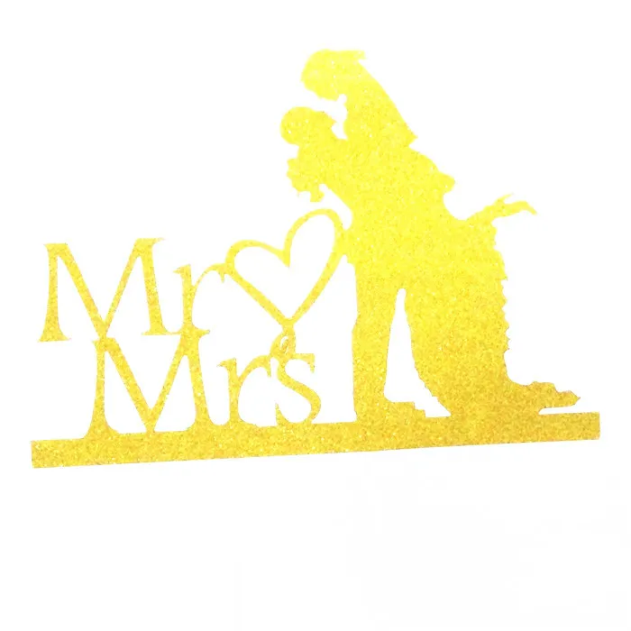 Топпер для торта, свадебные принадлежности для вечеринки, топпер для торта жениха и невесты, свадебные украшения, топперы для кексов, топперы для свадебного торта Mr Mrs - Цвет: E001 Cake Topper