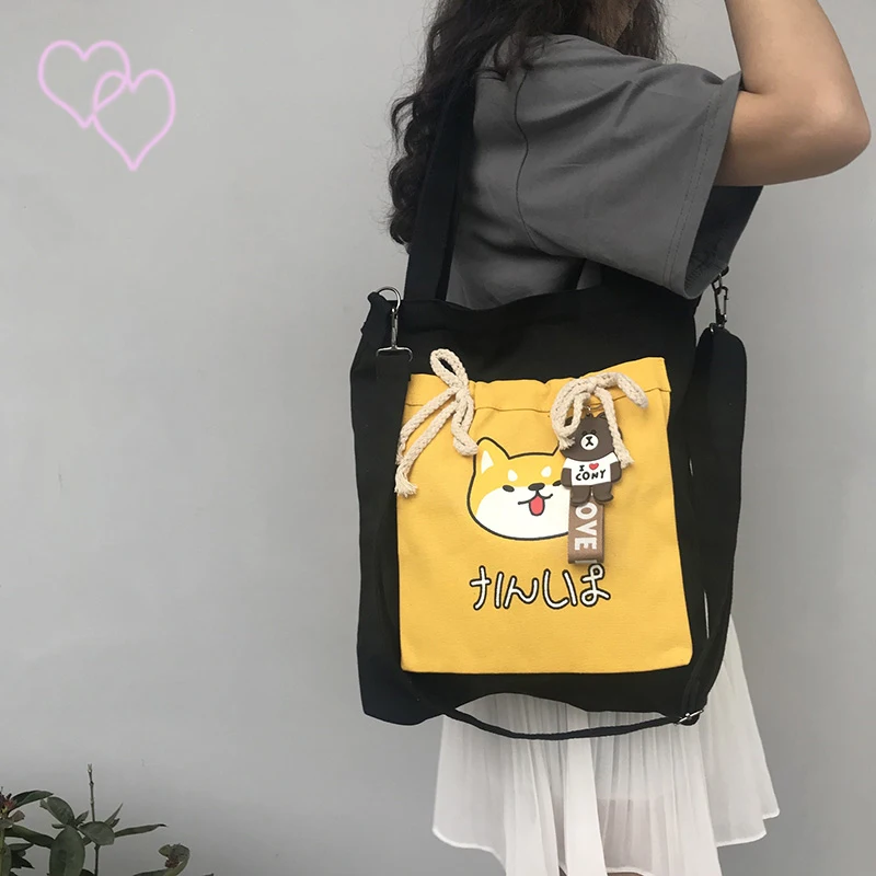 Женская парусиновая обувь Новинка моды Shiba Inu Doge сумка через плечо пакет Rusksack
