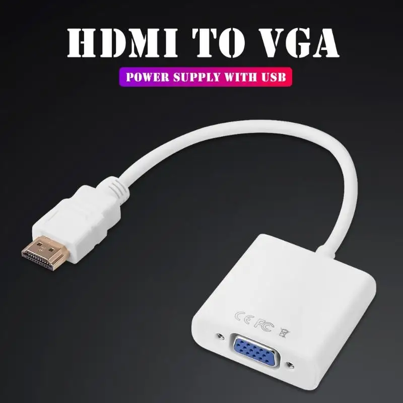 HDMI к VGA адаптер провод поддержка горячей замены позолоченный 1080P конвертер «Папа-мама» аудио-видео кабель Поддержка HDCP 1,0/1,1/1,2