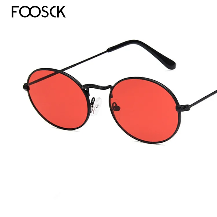 FOOSCK модные классические роскошные дизайнерские Брендовые женские круглые солнцезащитные очки Женские винтажные женские солнцезащитные очки oulo De Sol - Цвет линз: C1BlackRed