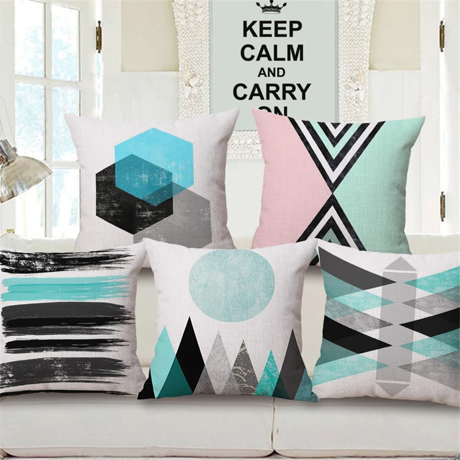 Современные Геометрические хлопковые тканевые чехлы на подушки для автомобиля 20