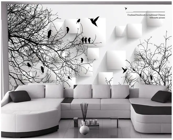 Пользовательские 3d обои абстрактная птица дерево фон украшение стены живопись