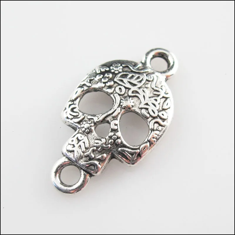 Модная обувь на каблуке 10 шт. Тибетский серебристый цвет Хэллоуин Черепа