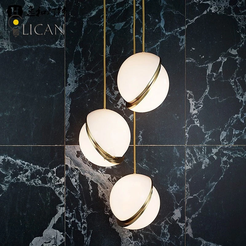LICAN Denmark designs round balls Pendant Lights Creative Round Moon Brass Suspension Pendant lamp for Dining room Living room