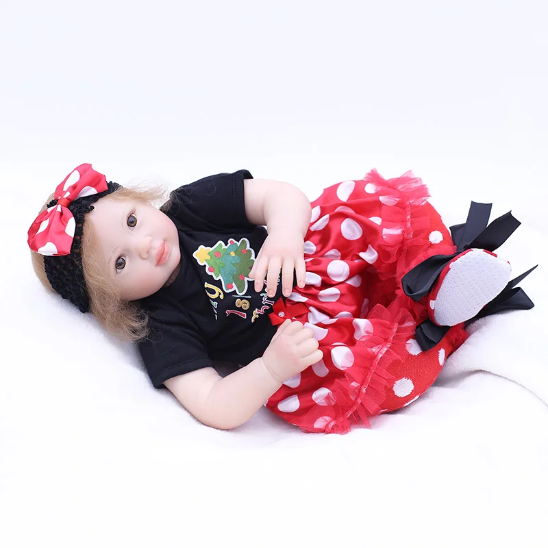 Boneca Reborn 19 дюймов мягкая силиконовая виниловая Одежда для кукол юбка в горошек