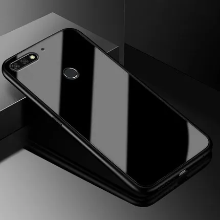 Black Чехол s для huawei Honor 7C 5," /Honor 7C Pro 5,99" Русский чехол, Роскошная рамка из ТПУ+ черная стеклянная крышка, аксессуар на бампер Honor7C - Цвет: Black
