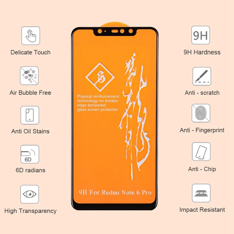 6D закаленное стекло для Xiaomi Note 6 Pro Защитное экрана Mi A1 A2 Lite 8 SE Redmi 6A 4X 5 Plus|Защитные