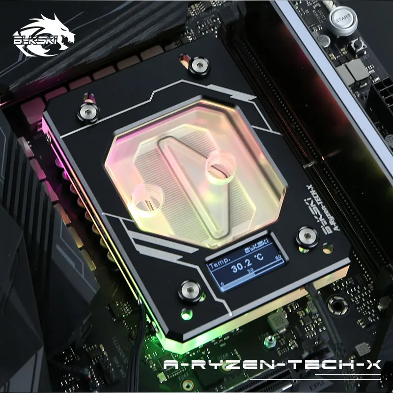 Bykski водный блок процессора для AM3/AM4 + X399 температурный цифровой дисплей OLED CPU