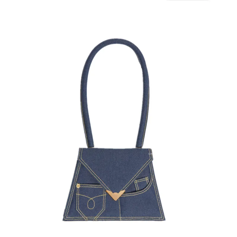 Ins Popular Bloggers Same Bag 2018 Autumn Winter New Trapezoidal Square Women Denim Shoulder Trend Design Handbag | Багаж и сумки