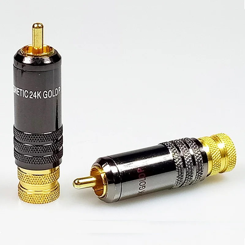 10 шт./лот разъем RCA немагнитных 24 K позолоченный Медь RCA штекер высокое качество разъем для динамиков аудиокабель разъем