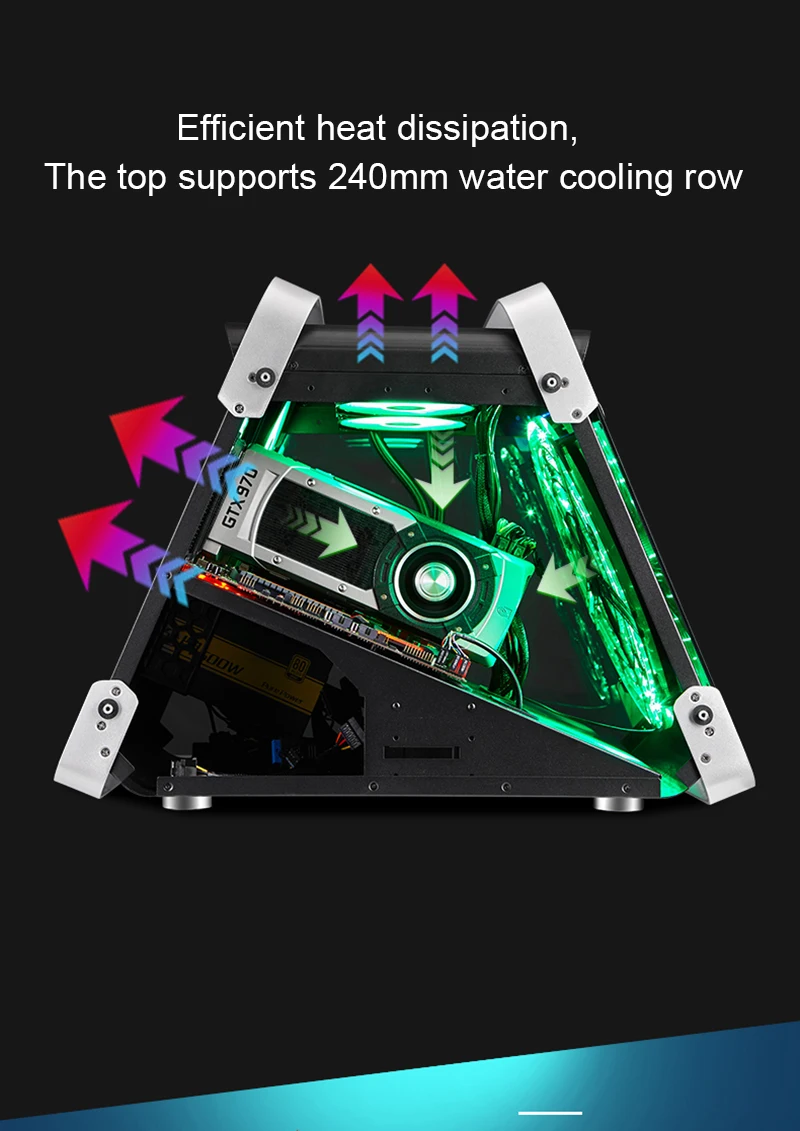 555*340*440 мм закаленное стекло ATX игровой компьютерный корпус для ПК RGB Air Cool водяное охлаждение Mainframe полнобоковое прозрачное шасси