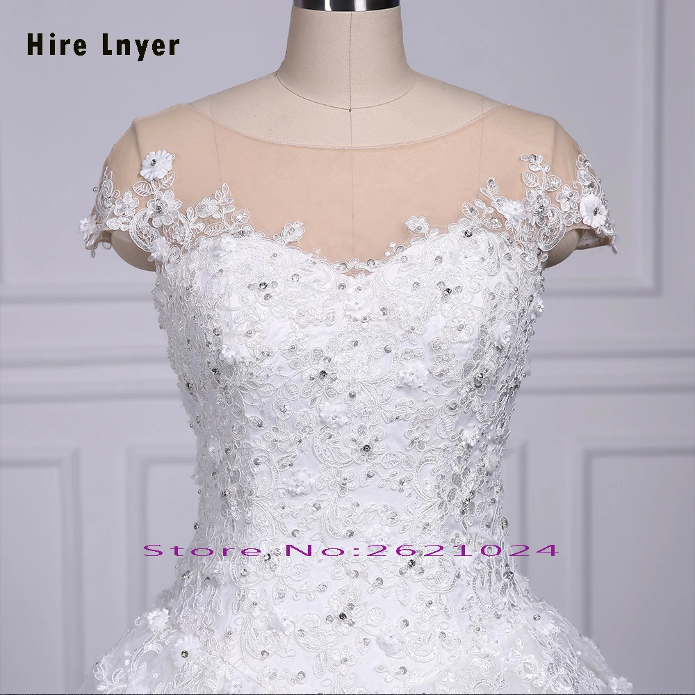 100% Real Picture Crystal Pearls Lace All Over Flowers Princess Ball Gown Wedding Dress 1.5m Train On The Floor 6 Ring Petticoat | Свадьбы и