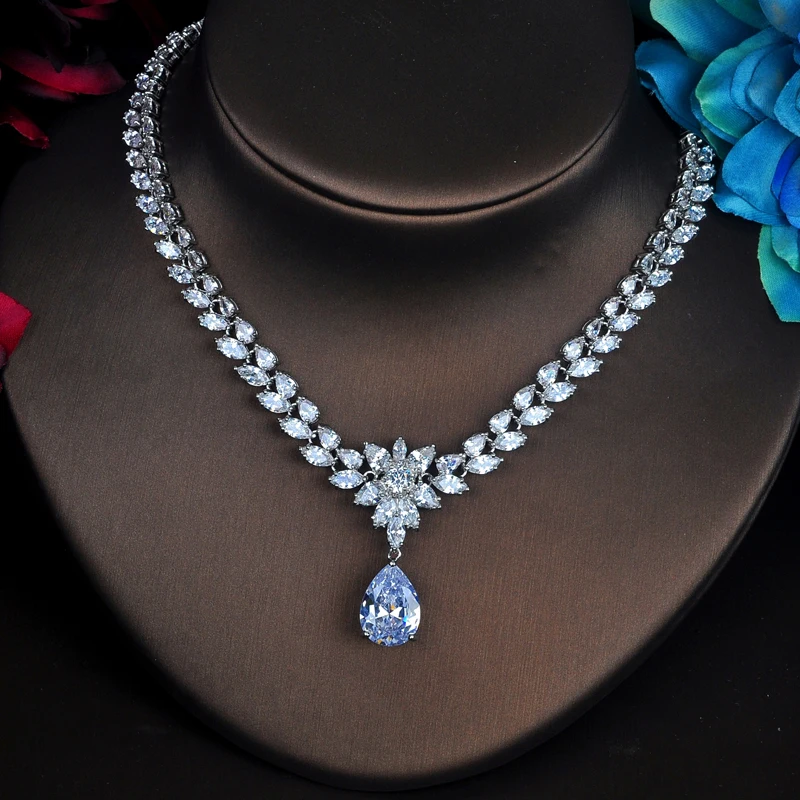 Комплект из колье и серёг с фианитом S069|earring necklace set|fashion setnecklace set |