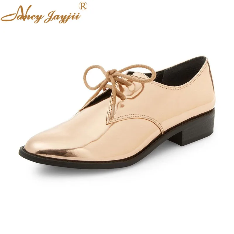 Online Paten Lether Wanita Sepatu Wanita Pompa Solid Med Hak Square Round Toe Renda-Up Cross-Tied Leisure Mature Nancyjayjii Seksi 2019