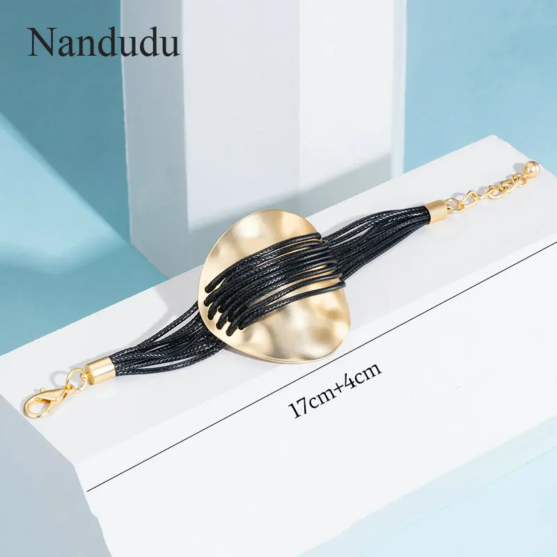 Nandudu Новое поступление обертывание кожаный веревочный браслет для женщин