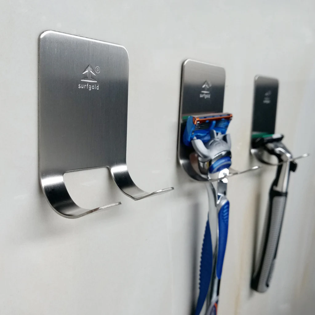 Крепкие самоклеящиеся настенные крючки для ванной комнаты из нержавеющей стали