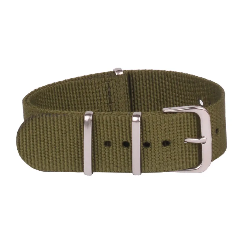 

5pcs Wholesale lot 16/18/20/22/24mm Solid Army Green Nato Woven Fiber watchband 20mm Nylon Watches Strap Wristwatch Band Buckle