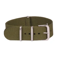 5pcs wholesale lot 1618202224mm solid army green nato woven fiber watchband 20mm nylon watches strap wristwatch band buckle