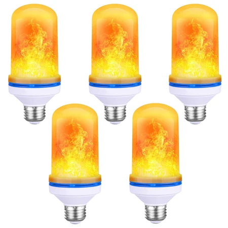 5 pcs Yellow Эффект пламени светодиодный лампы мерцание огонь светодиодный горящий свет лампы вечерние садовое, Рождественское украшение огни Flamme ампулы - Испускаемый цвет: 5 pcs Yellow