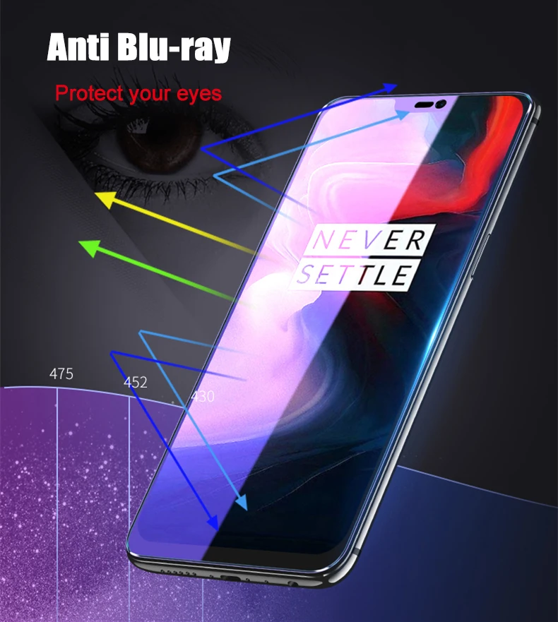 2 шт./лот, полностью закаленное стекло для Oneplus 6 6T 7, Защитное стекло для экрана 2.5D, закаленное стекло для one plus 7 6 6 t, анти-синее стекло