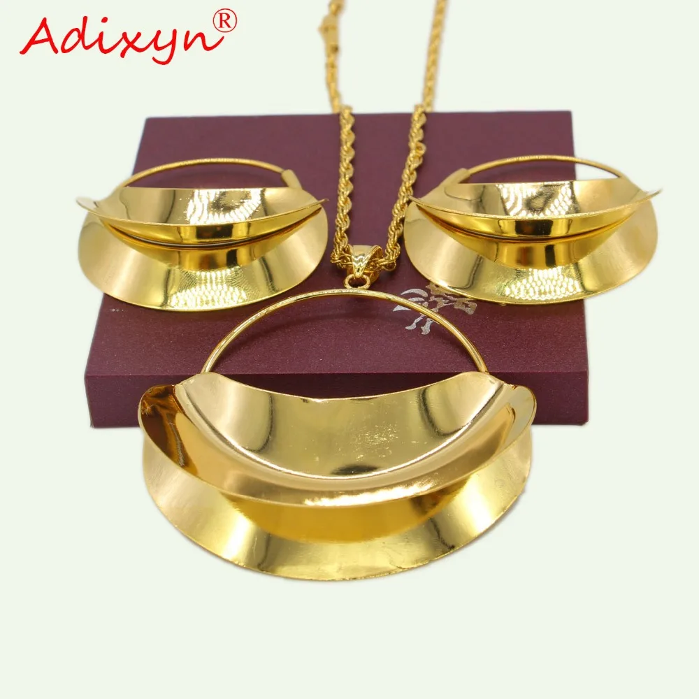 Набор украшений для женщин Adixyn PNG Hyperbole Bag ожерелье/серьги/подвеска золотого