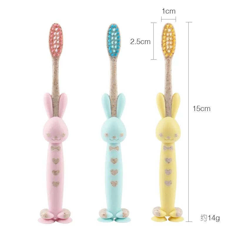 3Pcs Children Toothbrush Cartoon Bunny Soft-bristle Wheat Fiber Oral Cleaning for | Красота и здоровье