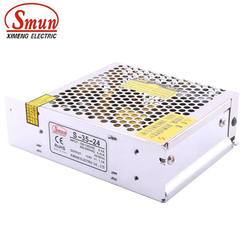 

SMUN S-35-24 100-240VAC вход 24VDC 1.5A выход 35W импульсный источник питания