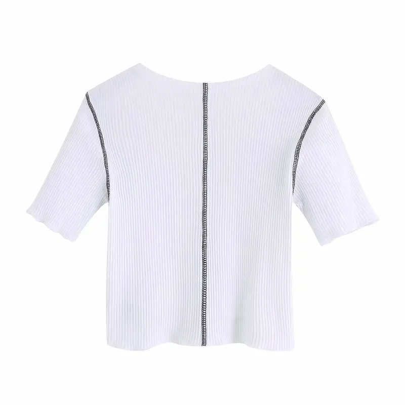 New arrival BB25-9421 European and American Fashion Colour V-collar T-shirt | Женская одежда