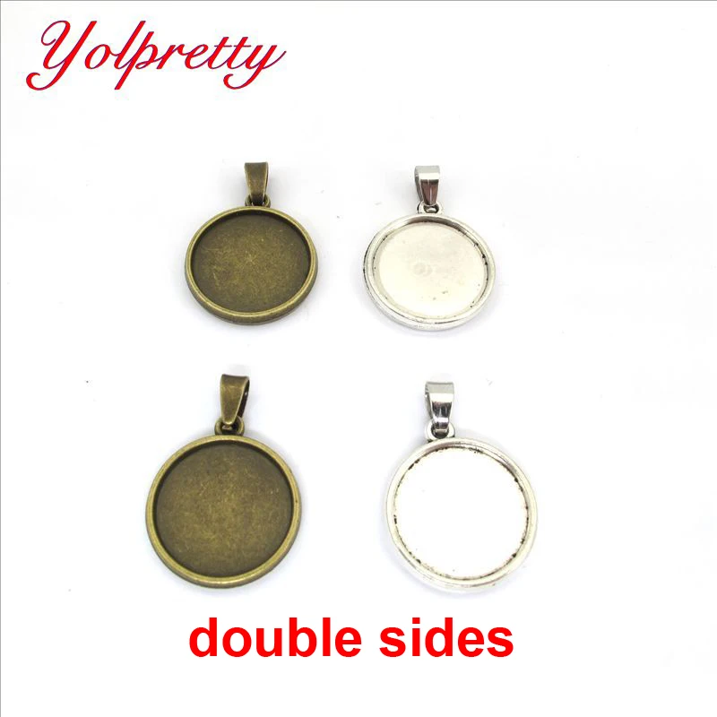 

Yolprtty Новая мода 5 шт. 18 мм двухсторонняя Круглая Серебряная бронзовая Ожерелье базовые фитинги комплектующие для камеи