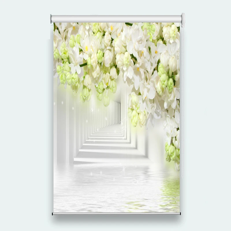 저렴한 HD 롤러 블라인드, 방 창문 맞춤형 크기 꽃 선 스크린 롤러 블라인드 창 장식 디자인