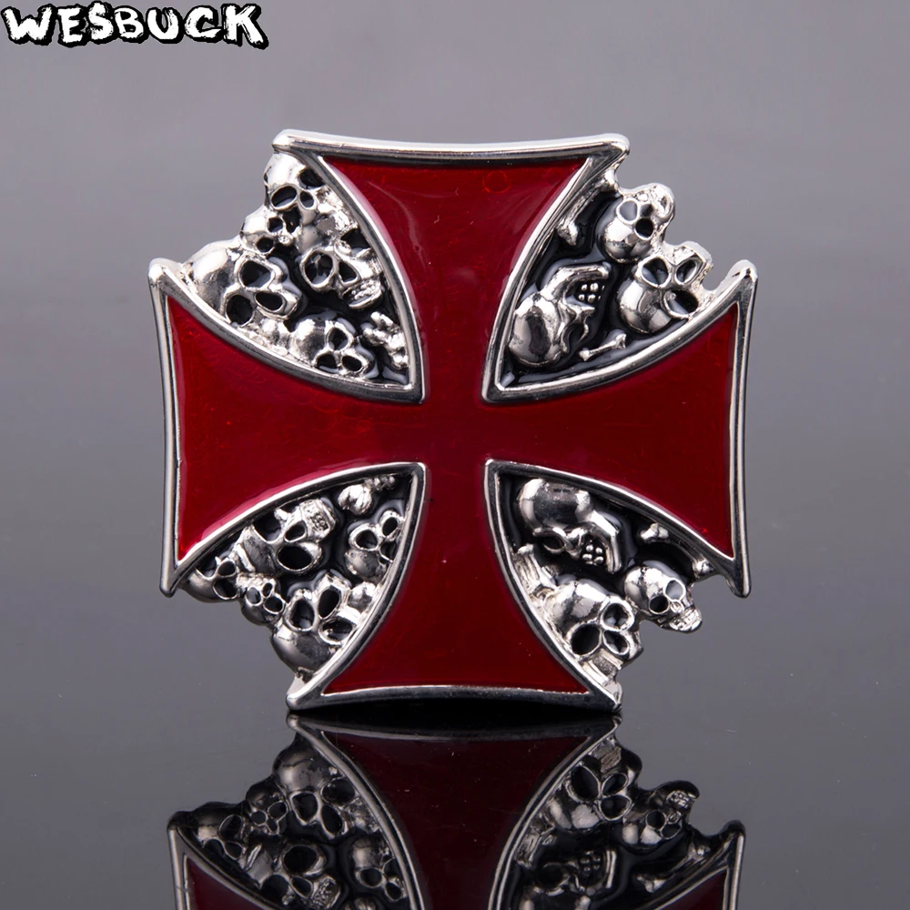 5Pcs MOQ крутые пряжки с черепом WesBuck бренд пересечения металлические ремня для