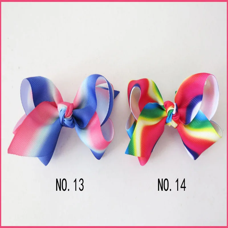 

50 BLESSING Good Girl Boutique 3.5" New Rainbow ABC Hair Bows Clip Accessories