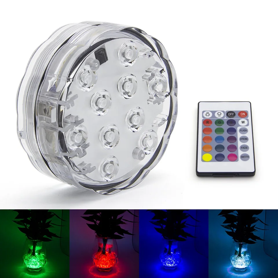 Погружной RGB светильник с дистанционным управлением 10 светодиодов питание от