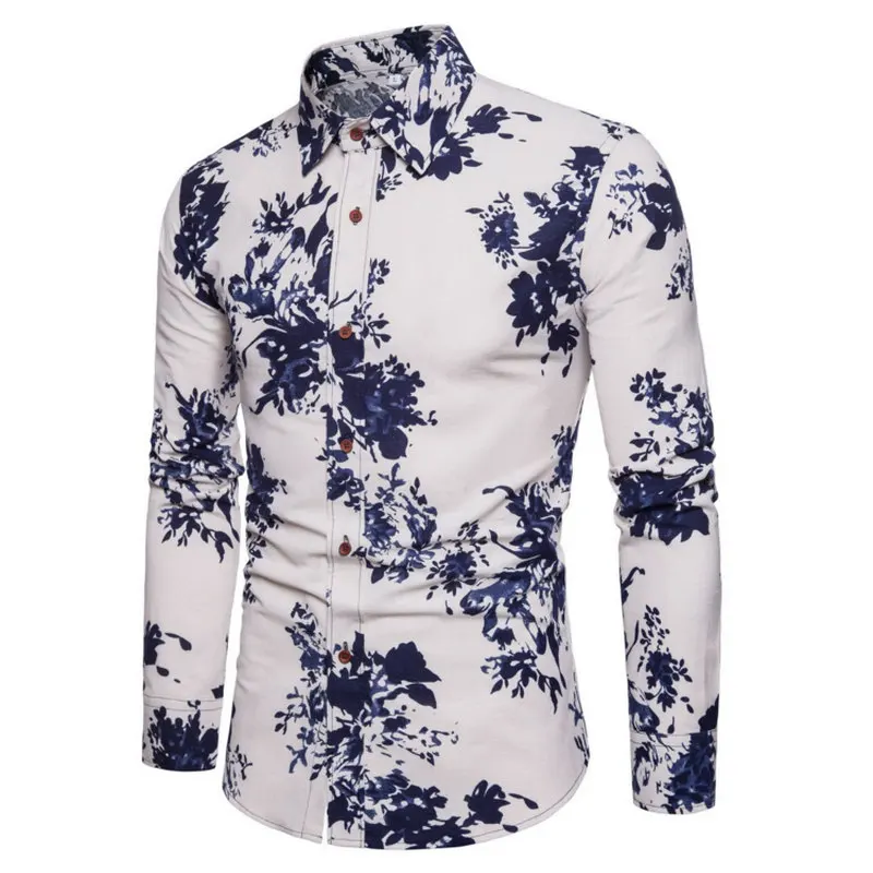 Новый бренд-Костюмы 2018 Модная рубашка мужской Лен рубашки Slim Fit отложным Для