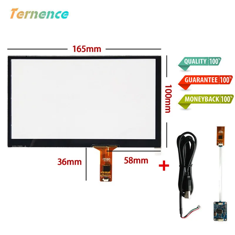 

skylarpu 7''inch Capacitive touchscreen 165mm*100mm touch panel Glass Digitizer Car DVD navigation driver board set USB cable