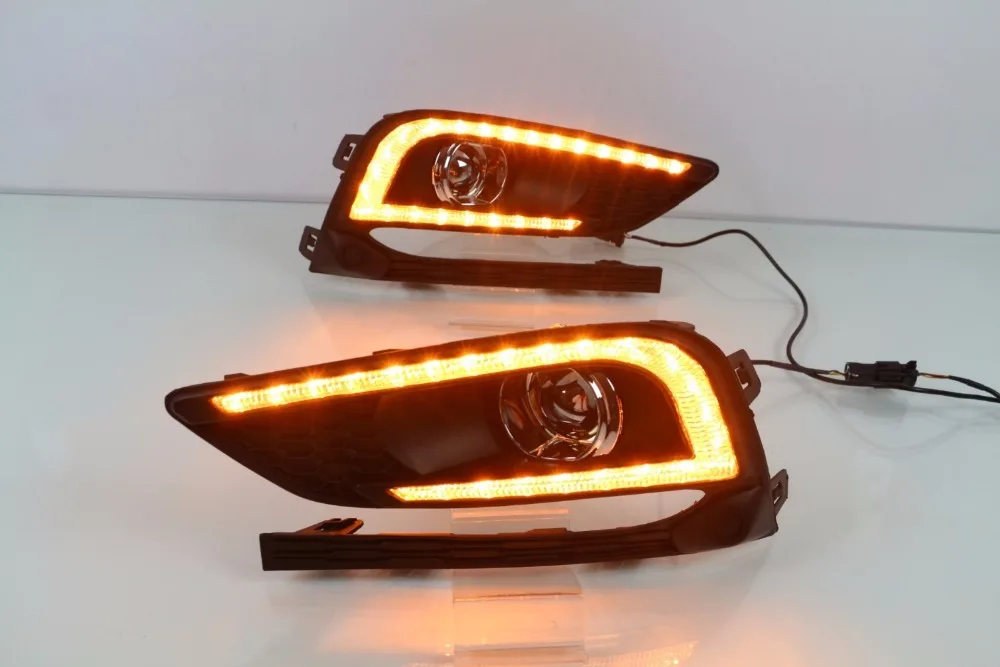 Qirun led drl daytime running light for Chevrolet cruze 2016-2017 with yellow turn signals +dimmer and blue night |