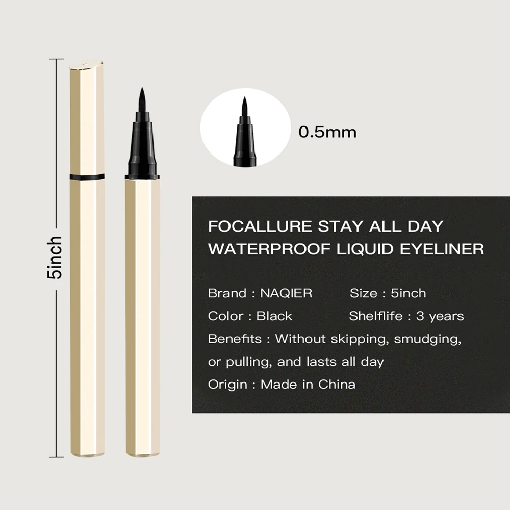 NAQIER New liquid Eyeliner Pen Black Waterproof Glitter Gold tube Makeup Eyes Liner stamps Cosmetic eyes tool |