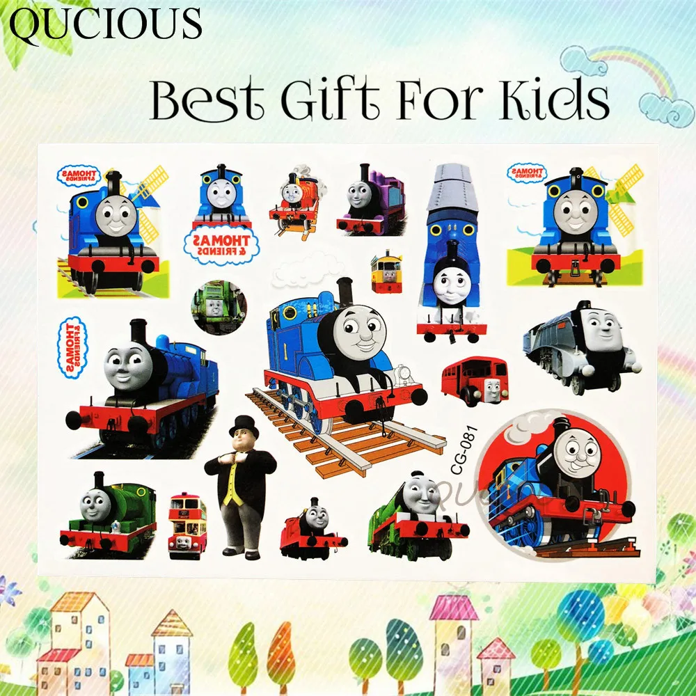 QUCIOUS из мультфильма, популярная яркая детская одежда с рисунками героев из мультфильма «Супер Крылья», автомобили временная татуировка Стикеры для мальчиков ясельного возраста подарок Томас поезд тату 3D Татуировка "Самолетик" Бумага