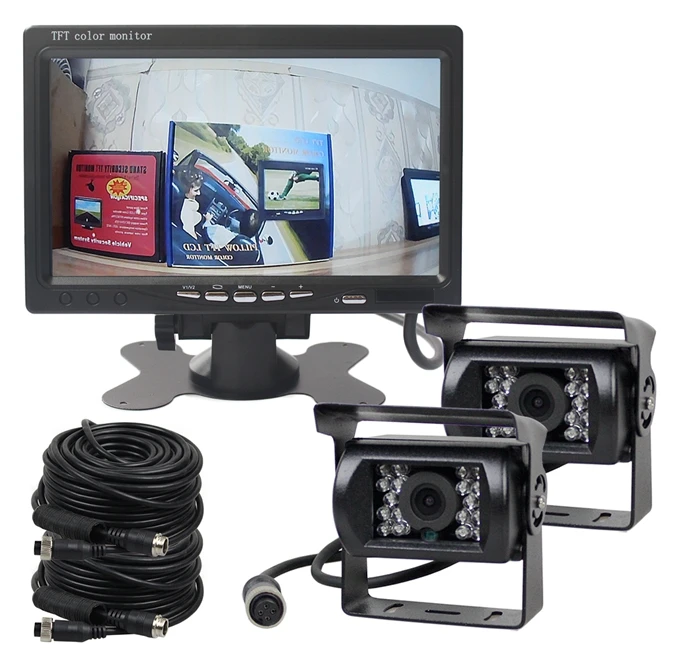DIYKIT AHD 7 дюймов TFT ЖК-дисплей автомобильный монитор заднего вида монитор 2 x Водонепроницаемый ИК Ночное видение 960 P AHD Камера для автобус