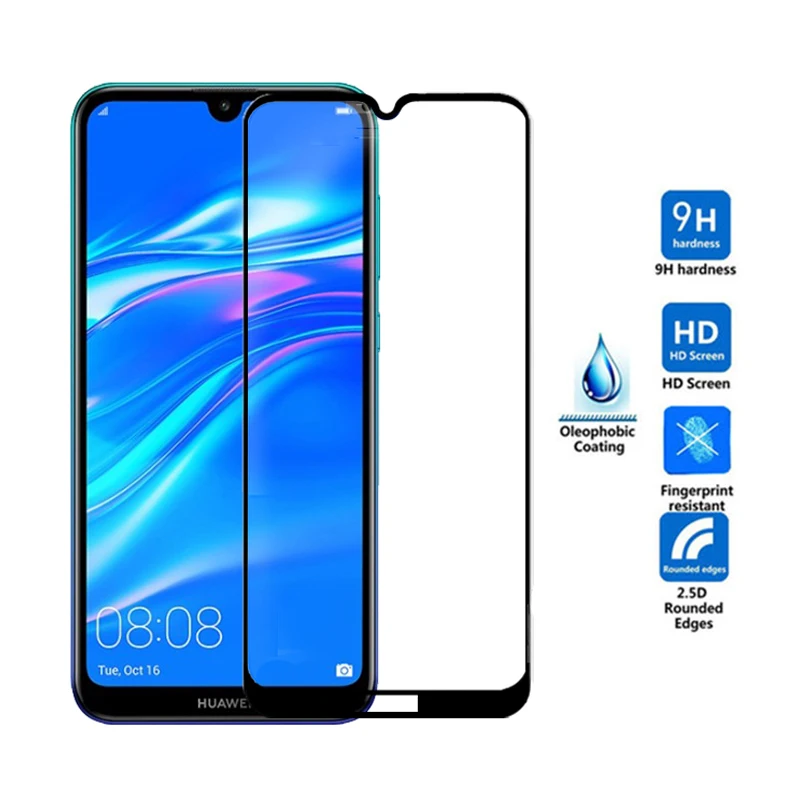 Защитное стекло для Huawei Y7 2019 полное покрытие закаленное Y9 Y5 защита экрана