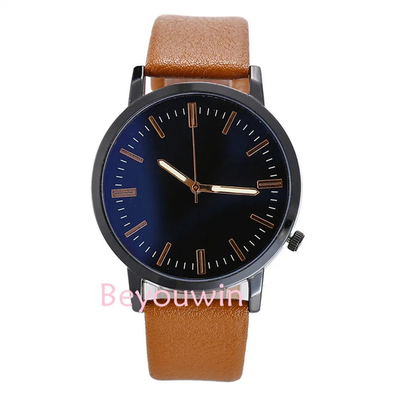 100 шт/партия модные мужские часы с кожаным ремешком без логотипа горячая