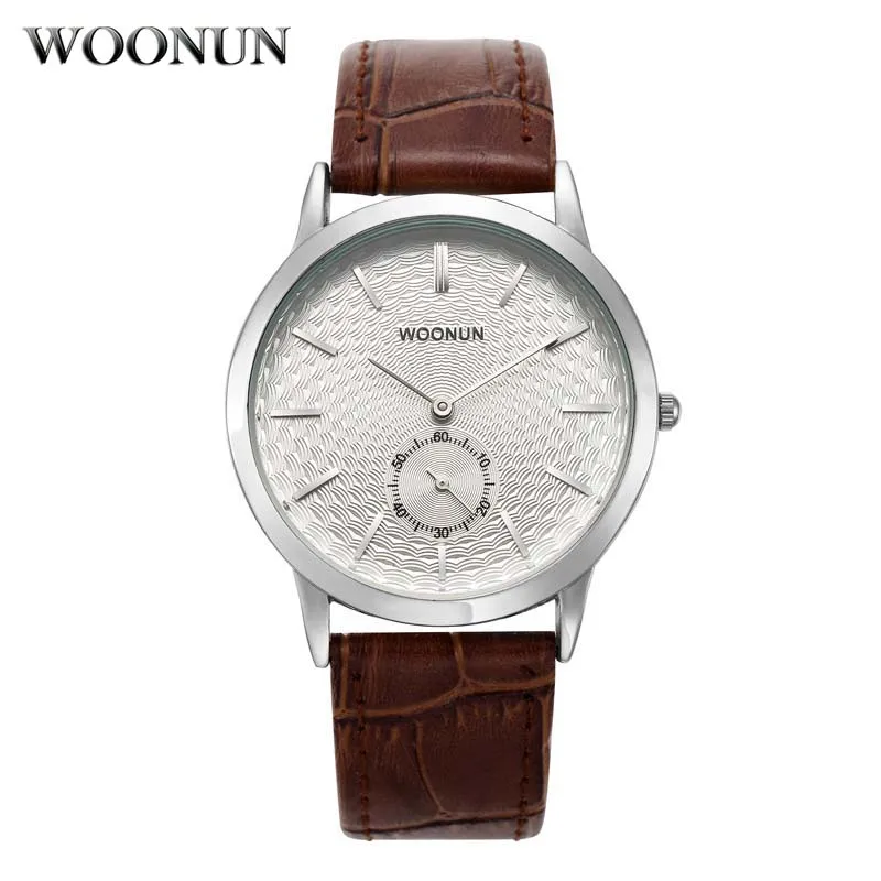 WOONUN известный бренд роскошные золотые часы для мужчин ремешок из натуральной