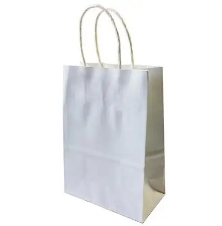 White color 40 шт./лот крафт-бумажный пакет с ручками/21*15*8 см/праздничные подарочные пакеты для свадьбы, дня рождения, вечерние - Color: White color