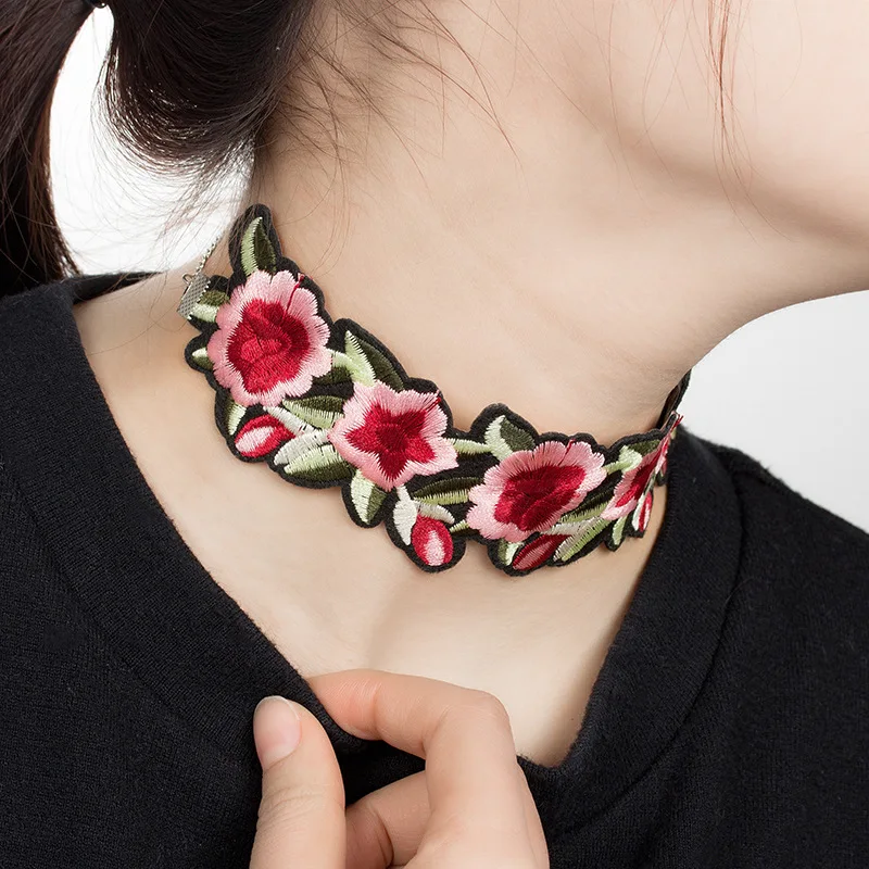 Женское Ожерелье чокер серебряного цвета с цветочным принтом|chokers necklaces for women|choker