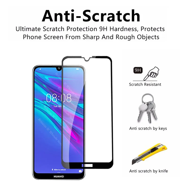 Защитное стекло закаленное для Huawei Y5 2019 Y6 Y7 Y9 Y 5 6 7 9 5Y 6Y 7y 9y|Защитные стёкла и плёнки