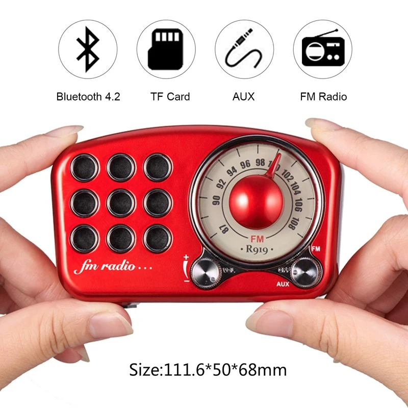 Винтажный радиоприёмник Bluetooth колонка в ретро стиле сильное увеличение баса